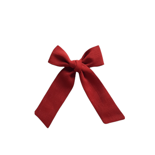 Long Pigtail Bow | Amber Red