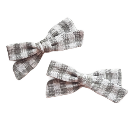 Regular Pigtail Bow Set | Sage Gingham