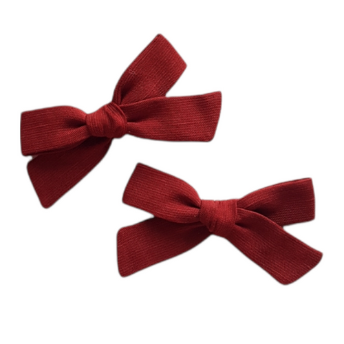 Regular Pigtail Bow Set | Amber Red