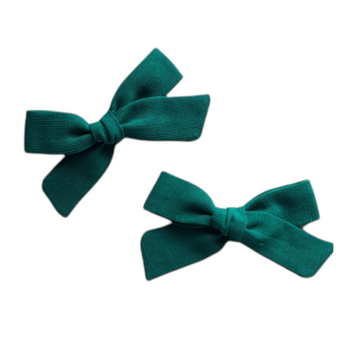 Regular Pigtail Bow Set | Emerald