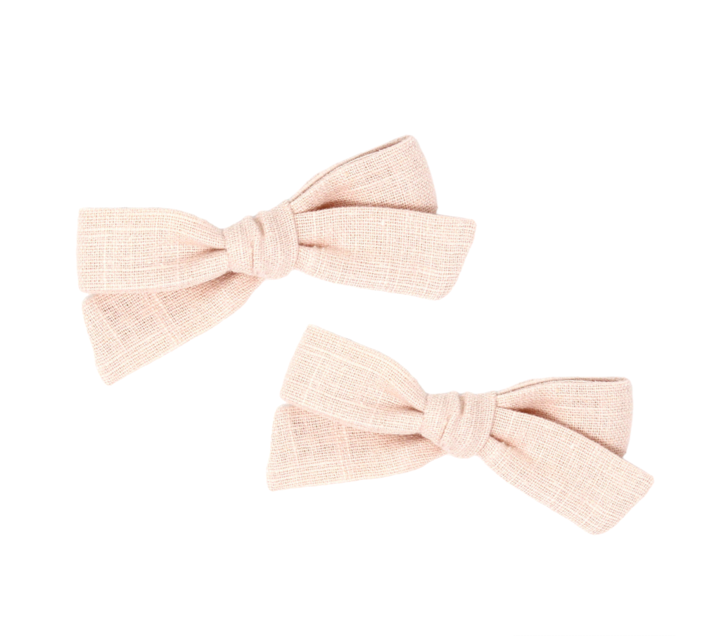 Petite Pigtail Bow Set | Blush