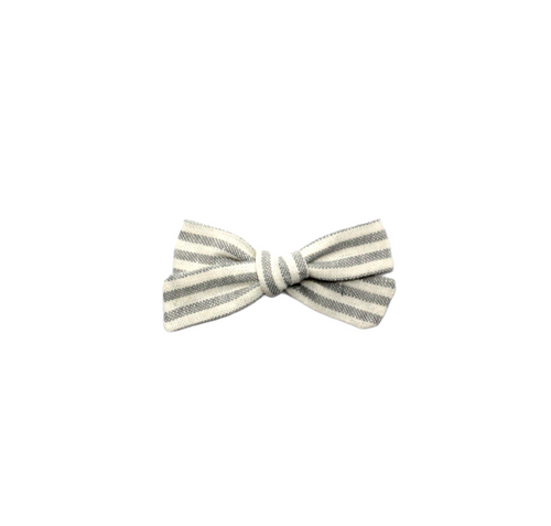 Petite Pigtail Bow | Grey Stripe