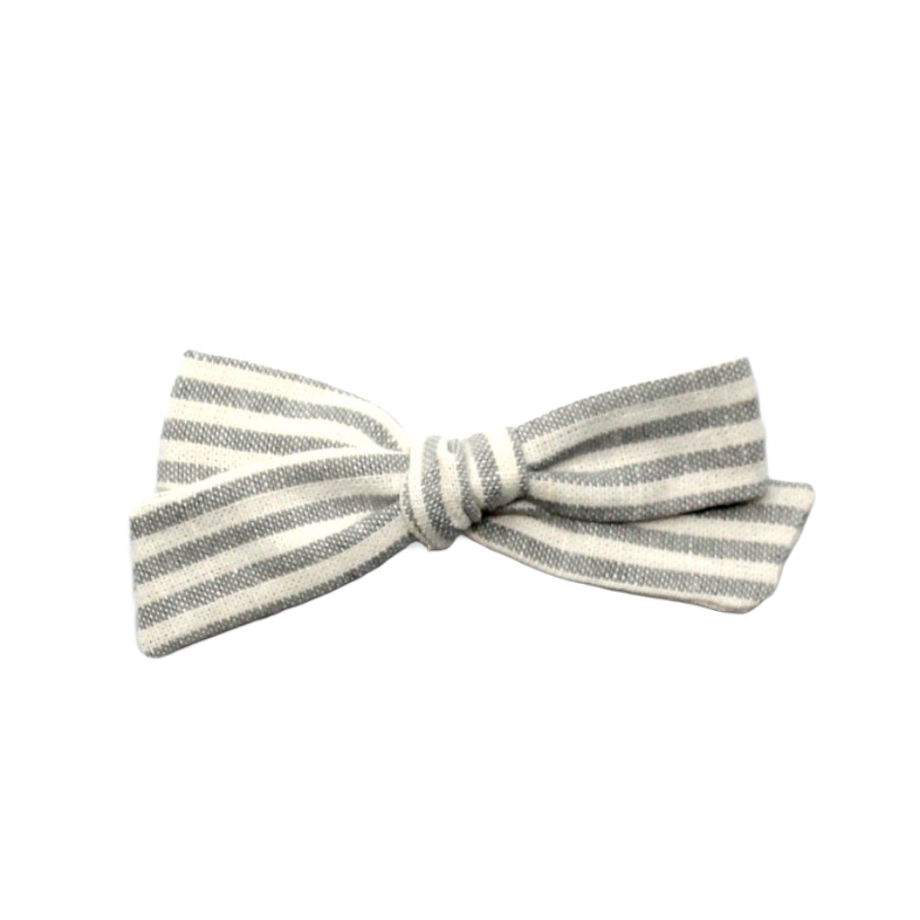 Regular Pigtail Bow | Grey Stripe