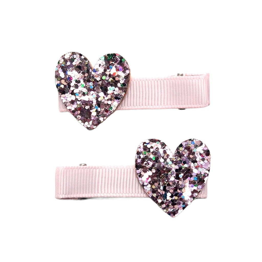 Heart Glitter Clips | Pink