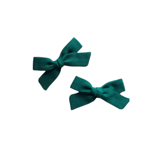 Petite Pigtail Bow Set | Emerald