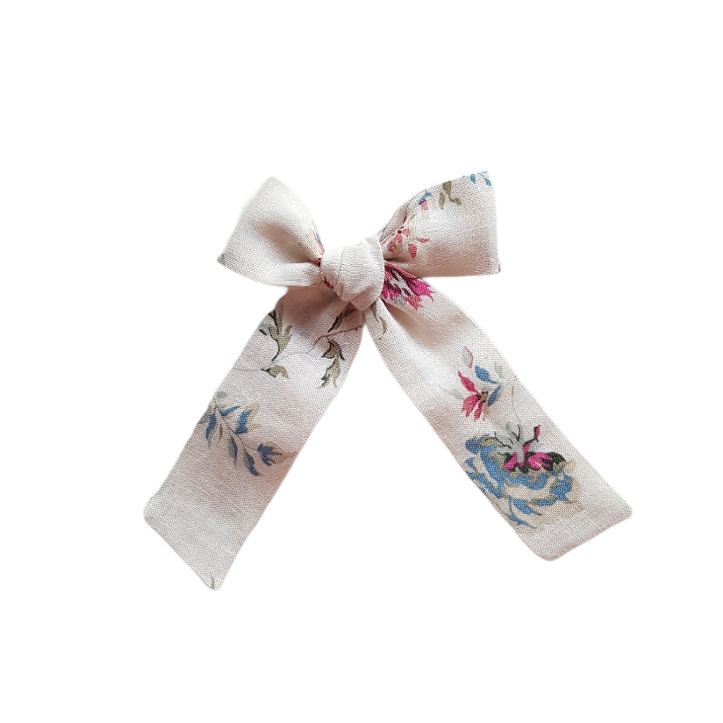 Long Pigtail Bow | French Floral