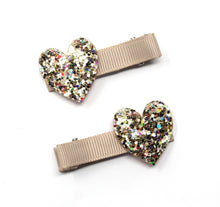 Load image into Gallery viewer, Heart Glitter Clips | Gold