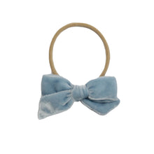 Load image into Gallery viewer, Petite Silk Velvet Bow | Powder Blue