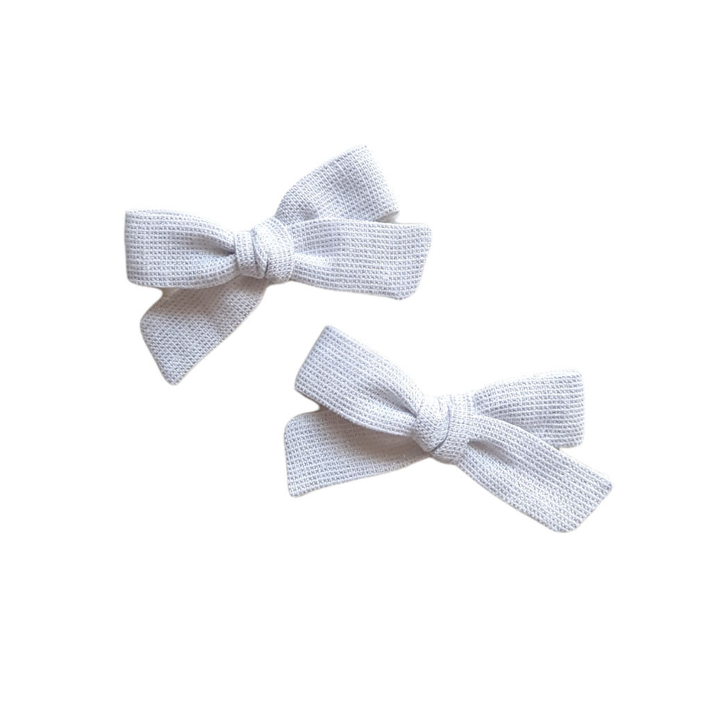 Petite Pigtail Bow Set | Oyster Sparkle