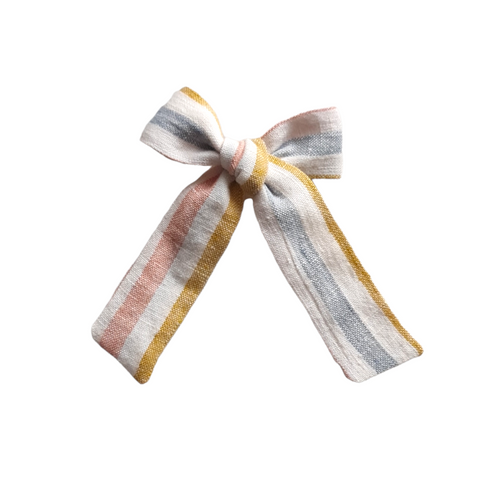 Long Pigtail Bow | Rainbow Stripe