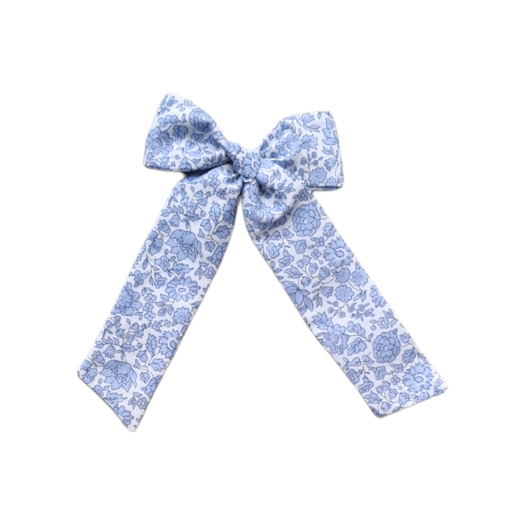 Long Pigtail Bow | Blue Blossom