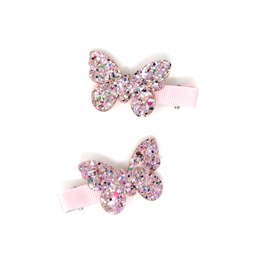 Butterfly Glitter Clips | Pink